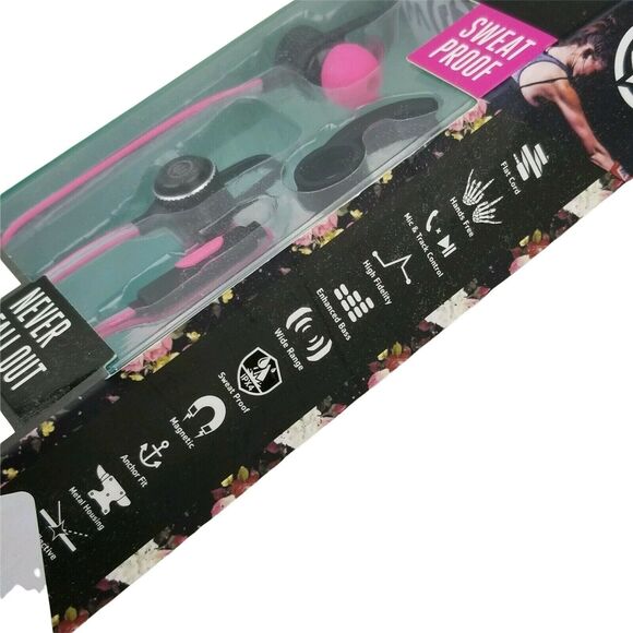 Wicked Audio Shred‎ Sport Earbuds Pink Black Sweat Proof Noise Isolating Hi Fi - Picture 4 of 6